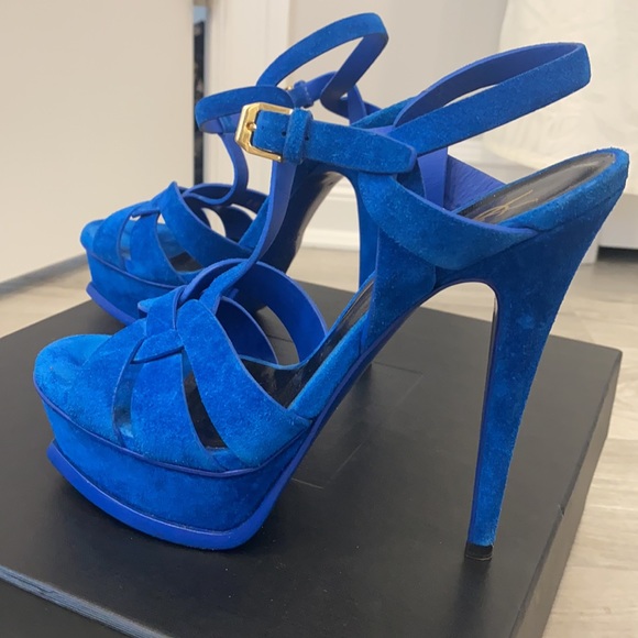 Saint Laurent Suede Tribute 105MM platform sandals - Picture 4 of 6